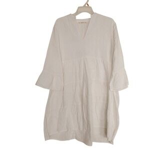 Salty Lemon Women's White Cotton Gauze Tunic Dress Boho Beach Cover-Up XL